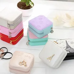 Mini Jewelry Boxes Earrings Necklace Rings Storage Box Multicolour PU Leather Jewelry Gift Box Square Container Womens Jewels Case ZYY24