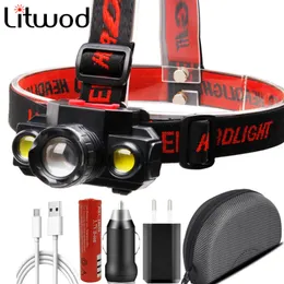 Z30 XP-E Q5 & COB Led Headlamp Use Rechargeable 18650 Battery Headlight Zoomable Head Flashlight Lamp Torch Light for Camping Litwod