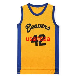 Herrens ton￥ring Wolf #42 Scott Howard Basketball Jersey Moive Beacon Beavers Byellow American Film Version State Stitched