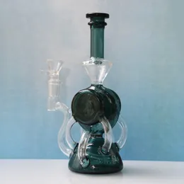 8.2 inch Oil Burner Hookah Pipe Smoking Glass Beaker Percolator Bong Fristted Disc Shisha Water Green Clear Glass Tobacco Dab Rig Pipes 14mm Female Joint Tools