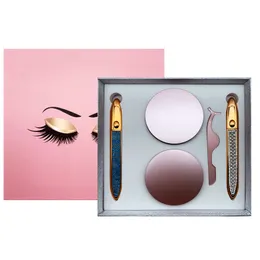 4 Pairs Flase Eyelashes 2pcs Glue-free Eyeliner Pen Self-adhesive Eyeliner False Eyelashes Set With Tweezer