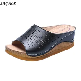SAGACE slippers women Hollow Out High Heels platform sandals Wedge Slipper Flip Flop casual Non-slip lightweight shoes woman #4z Y200423