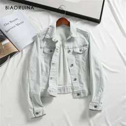 BIAORUINA 4 Color Women's Japan Style Slim All-match Short Denim Jacket Female Vintage Single Breasted Fashion Coat Streetwear LJ200813