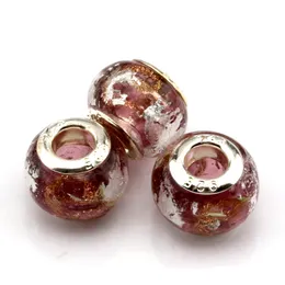 100pcs fioletowy złoty srebrna folia alfabet „e” szkło lampwork duże koraliki do otworów do biżuterii produkująca bransoletka DIY Akcesoria