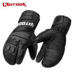 Kutook Thermal Winter Skiing Gloves Three-Finger Snowboad Mittens暖ましい非滑りスポーツ外出男性女性の手袋1