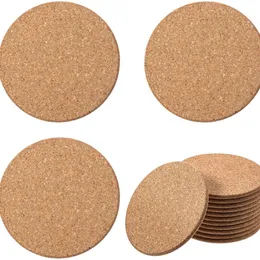 100st Round Träkustar 95 * 95 * 3mm Dryck Mats Pads Corked Coaster Blank Wood Drinking Plain Cork Coaster Tjocklek 3mm