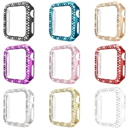 Woman Luxury Two Rows Diamond smartwatch Case for Apple watch 1 2 3 4 5 6 PC Armor Cover For iwatch 38mm 40mm 42mm 44mm Screen Protective fram Good quality