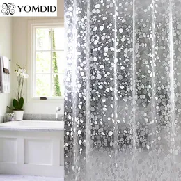 Plastic PVC 3d Waterproof Shower Curtain Transparent White Clear Bathroom Anti Mildew Translucent Bath Curtain With 12 PCS Hooks LJ201128