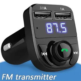 FMトランスミッターAUXモジュレーターワイヤレスBluetoothハンズフリーカーキットカーオーディオMP3プレーヤー3.1AクイックチャージデュアルUSBカーチャージャー