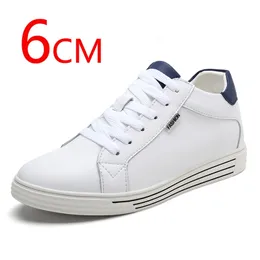 Men Sneakers Elevator Shoes Height Increase Insole 6cm Men Increase Shoes White Sneakers Taller Man 201217