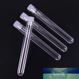 10st 12x100mm Lab Clear Plast Test Tube Round Bottom Tube Injektionsflaska med CAP Office Lab Experiment Supplies