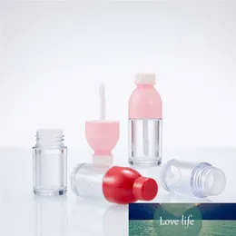 Röd rosa dryck flaskformad tom läppglans rörbehållare Klar mini påfyllningsbara läppbalsamflaskor med gummiinsatser NYHET