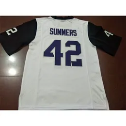 Uomini TCU Horned Frogs Ty Summers # 42 Real Full Embroidery College Jersey Taglia S-4XL o personalizzata con qualsiasi nome o numero di maglia