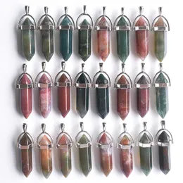 2022 new Hexagon Pillar Healing Stone Pendulum Charm Handmade Rose Quartz Chakra Pendants for Necklace Jewelry Making Wholesale