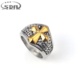 sda trendy anello da uomo in acciaio inossidabile 316l con croce in oro placcato nero accessori moda puck rock