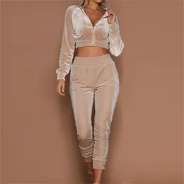 LAAMEI Women Tracksuit Zipper Hoodies Sweatshirt Pants 2 Pieces Set Fashion Female Cropped Top Pullover And Trousers Suits LJ200814