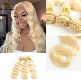 Blonde Hair Extension 613 Color Human Hair Weave Weft Brazilian Virgin Human Hair Bundles Body Wave Straight