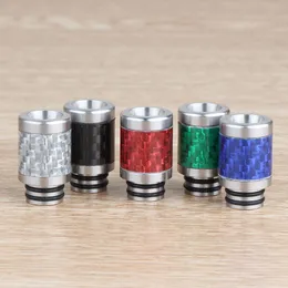 510 SS Carbon Fiber Drip Tip colorful fiber stainless steel Mouthpieces Smoking Accessories