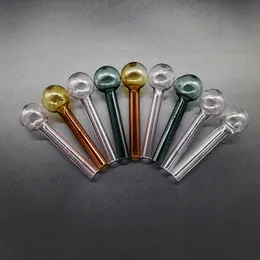 Bong Glass Pipe Oil Burner 4inch Length Thick Pyrex Colorful Crear Burner OD Ball 30mm Transparent Tube 12mm Superior Quality Smoking Tool For Tobacco Herb Dab Rag