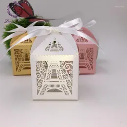 Groothandel - 50 stks Bruiloft Gunsten en Geschenken voor gasten Decoratie Feestartikelen Laser Eiffeltoren Romantisch Parijs Candy Chocolate Doos Decor1