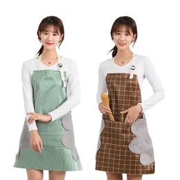Household Waterproof Hand-wiping Kitchen Apron Towel Stripes Plaid Adjustment Anti-fouling Oil-proof Adult Home Aprons Kitchen Work CFYL0200