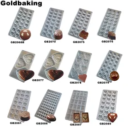 Goldbaking Heart Polycarbonate Chocolate Mold PC Coin Chocolate Mold DIY Bakesverktyg T200703