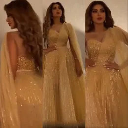 New Bling Arabic Aso Ebi Gold Sequins Sparkly Sexy Prom Dresses Sequined Evenin Dress Wear Illusion Formal Party Gowns Robes De Soiree