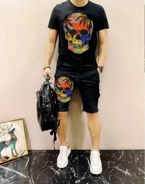 Anime Men diamentowy kamień oversize garnitur Fitness streetwear marki dres dwa kawałki