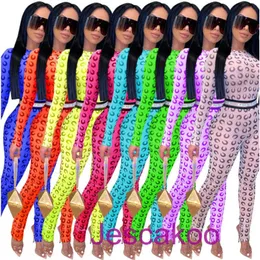 2022 Sexiga Kvinnor Jumpsuit Rompers Mesh Perspektiv Fashion Långärmad Skriv ut Slim Kvinna Casual Nattklubb Bodysuit Yoga Byxor Outfits