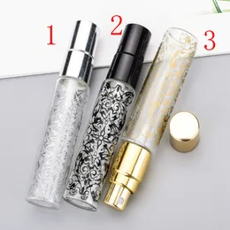 20 teile/los heißer verkauf 10 ml Leere parfüm flaschen druck blume glsss spray flasche probe behälter rohr