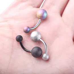 Punktering Dull Polish Ball Belly Ring rostfritt stål allergi gratis navelklocka -knappar för kvinnor modesmycken