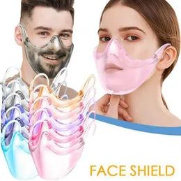 Protetor de proteção transparente PC Durable Face Shield Anti Anti Splash Isolamento Boca Capa Unisex Exterior Transparente 9 cores Máscara Zyy46