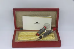 Üst quatily Jinhao Grey-Red Renk Eşsiz Çift Ejderha Kabartması Metal Roller Pen Kırtasiye Okul Ofis Malzemeleri Hediye Kalemi Yazmak İçin Malzemeler