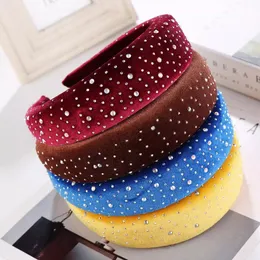 European beauty autumn and winter rhinestone hair band sponge thickened wide edge hot drilling