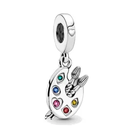 Fine jewelry Authentic 925 Sterling Silver Bead Fit Pandora Charm Artist's Palette Ciondola Charms Bracciali Catena di sicurezza Ciondolo perline fai da te