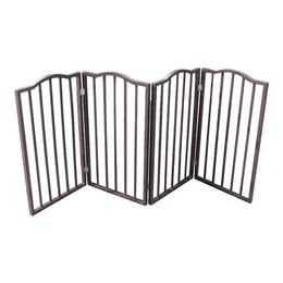 US Stock Home Decor Pet Gate Dog for Doorways, Stairs or House Freestanding, Folding,brown,Arc Wooden a20