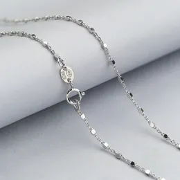 Solid Silver Halsband För Kvinnor Koreansk Kedja 1.3g Pärlkedja Halsband 925 Silver Chain Women Bead Necklace 18k Vitguld Pläterad Q0531