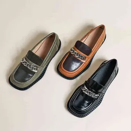 Jk pequenos sapatos de couro estilo britânico estilo feminino 2022 nova primavera versátil sapatos preto one-step loafers