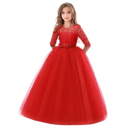 Baby Mädchen Kleid Langarm Spitze Schleife Prinzessin Rock Kinder Kleidung Kinder Volle Kleider Mehrere Farben 45sj E3