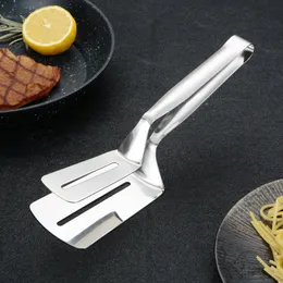 Stainless Steel Kitchen BBQ Bread Utensil Barbecue Cooking Spatula Tongs Fried Fish Steak Food Flip Shovel Clip Clamps Meat Vegetable Meat Clamp JY1026
