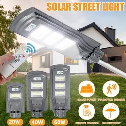 COB LED Solar Light 20W 40W 60W Wall Street Light Lampada impermeabile Radar PIR Sensore di movimento Luci per giardino esterno