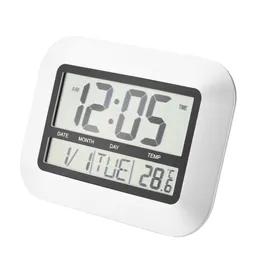 High Accuracy Self Setting Digital Home Office Decor Wall Clock with Indoor Temperature LCD Digital Temperature Meter