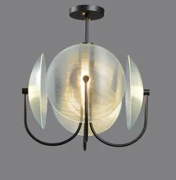 Nordic Light Luxury Bedroom Candelier Post Modern Study Lampa Kreativ Personlighet Restaurang Designer Konstglas Hängande lampa