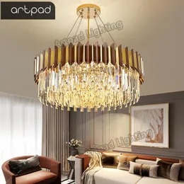 Lustres de luxo K9 Lâmpadas de cristal LEDs de cristal em aço inoxidável eletroplata teto lâmpada para decoração da sala de estar decoração