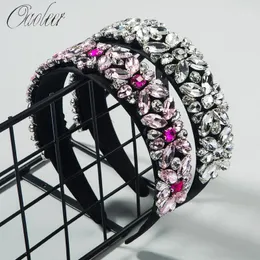 Pełna diament barokowa damska włosy moda kryształ cyrkonie kwiatów opaski obręcze dla kobiet dziewczyny vintage akcesoria do włosów1
