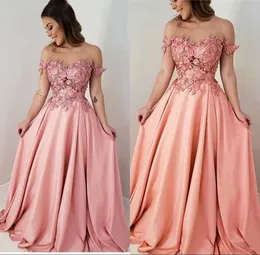 2022 Long Prom Bridesmaid Dresses Floor Length Flower Lace Applique Crystal Satin Evening Dresses vestidos de fiesta de noche