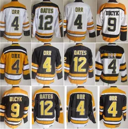 Men Retro Ice Hockey Vintage 12 Adam Oates Jersey 4 Bobby Orr 9 Johnny Bucyk 75 Anniversary For Sport Fans Sport All Stitched Home Black Yellow White Road ZongXiong