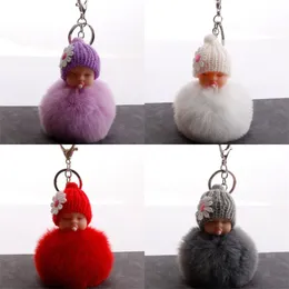 Nipple Doll Key Buckle Hairball Cars Bag Sleeping Baby Pendant Accessories Key Rings Fashion Cute Jewelry Solid Color Hot Sale 2 5qs M2