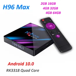 H96マックススマートテレビボックスアンドロイド10.0 RK3318 4GB RAM 64GB WiFi 4K YouTube H96MAX 2G 16G Androidテレビボックスセットトップボックスメディアプレーヤー