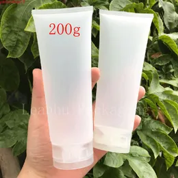 Tubi per lozione glassa di plastica riutilizzabili morbidi trasparenti satinati vuoti da 200 g Spremere imballaggi cosmetici, coperchi a vite per tubi di crema di alta qualità
